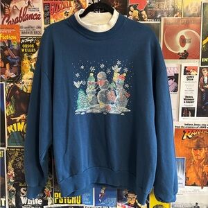 Festive Blue Graphic Women's Sweatshirt